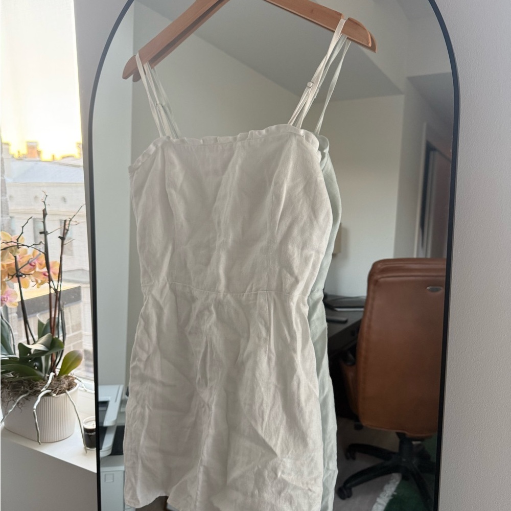 Reformation Ava White Linen Mini Dress Size 8